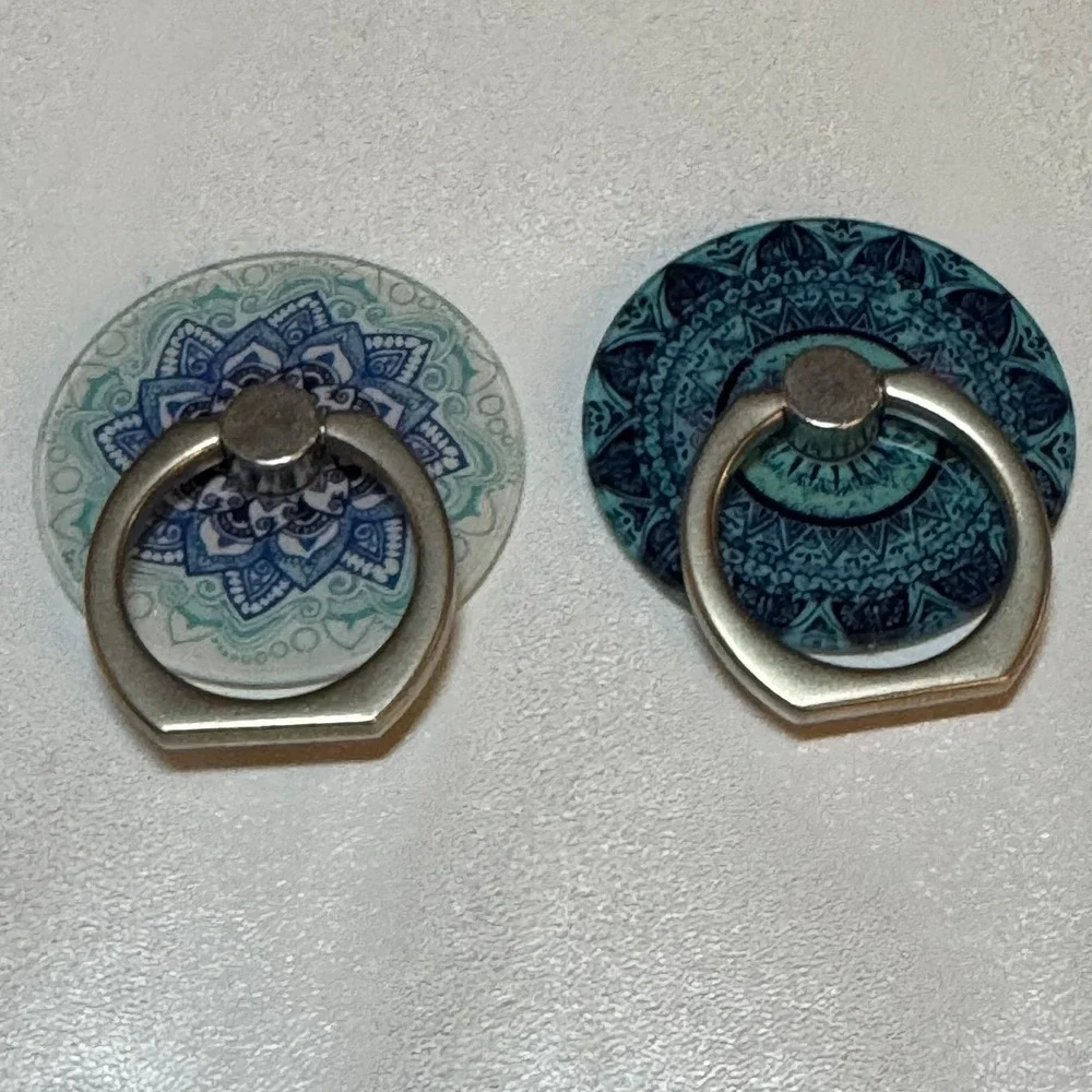 Set‎ of 2 Mandala Phone Ring Holder Stand 360 Degree Rotation Adhesive Mount
